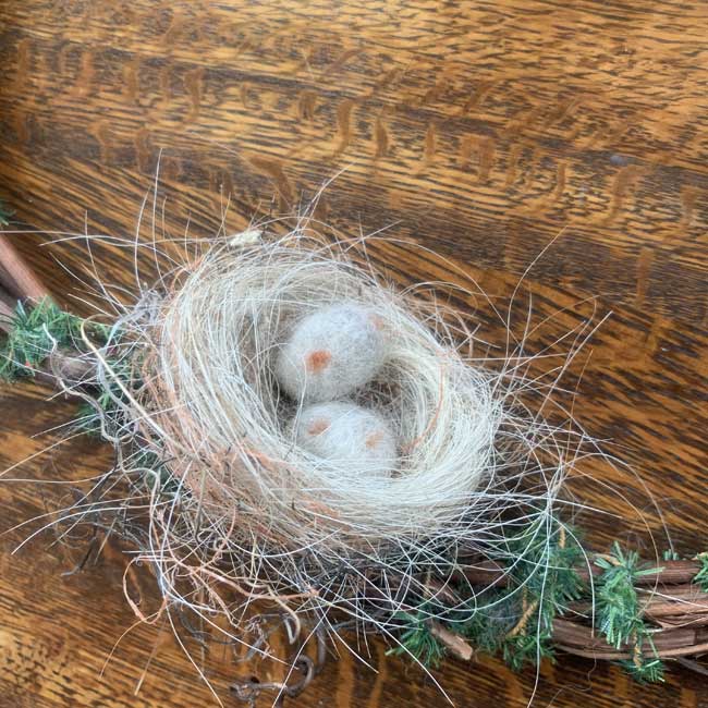 Blue Jay Chickadee Nest Needle Felted Wool On Wreath Sabbathday Lake Shaker Village Blue Jay Chickadee Nest Needle Felted Wool On Wreath Sabbathday Lake Shaker Village